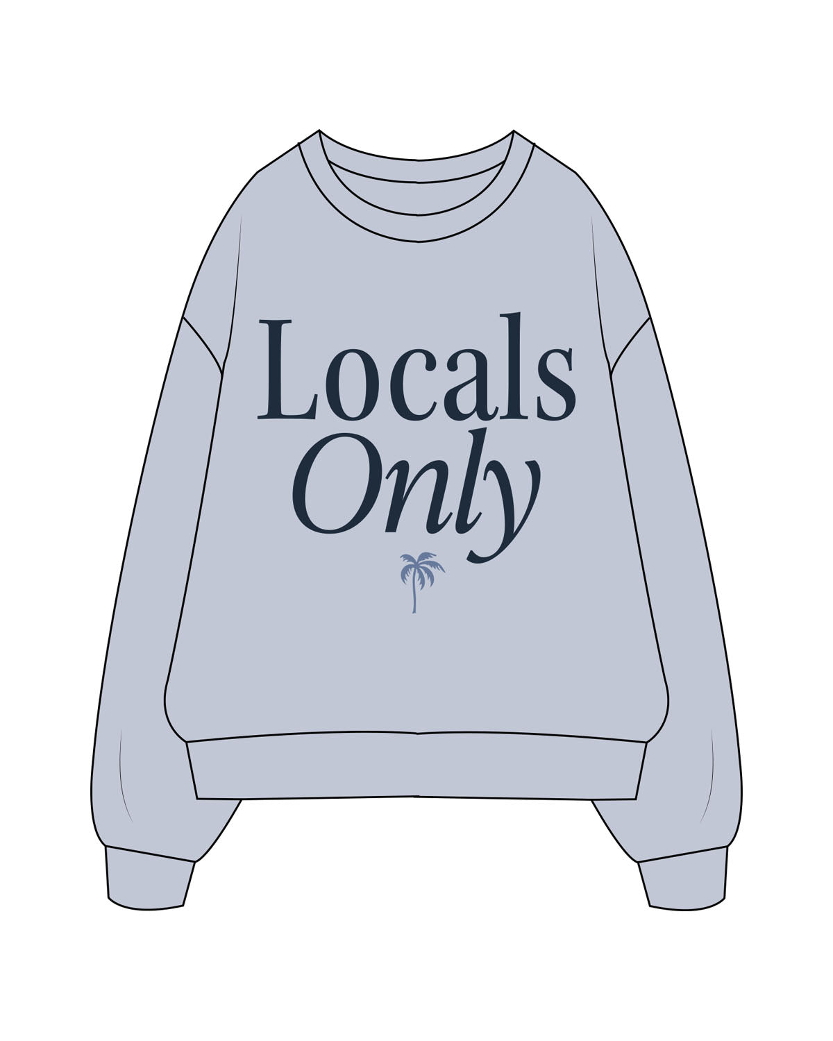 The Mens Crewneck - Powder - Local Lagree - Center Chest Stacked "Tree" - Printed - Full Color