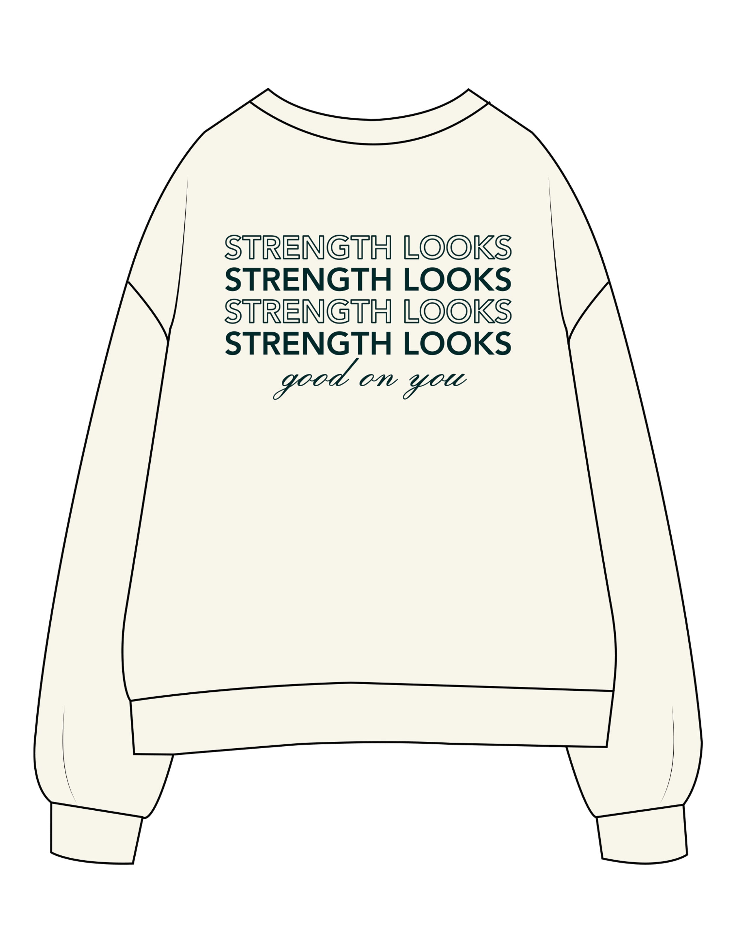 The Womens Crewneck - Off White - G+T - Left Chest Round & Back Stacked - Printed - Full Color