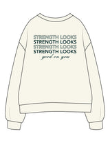 The Womens Crewneck - Off White - G+T - Left Chest Round & Back Stacked - Printed - Full Color