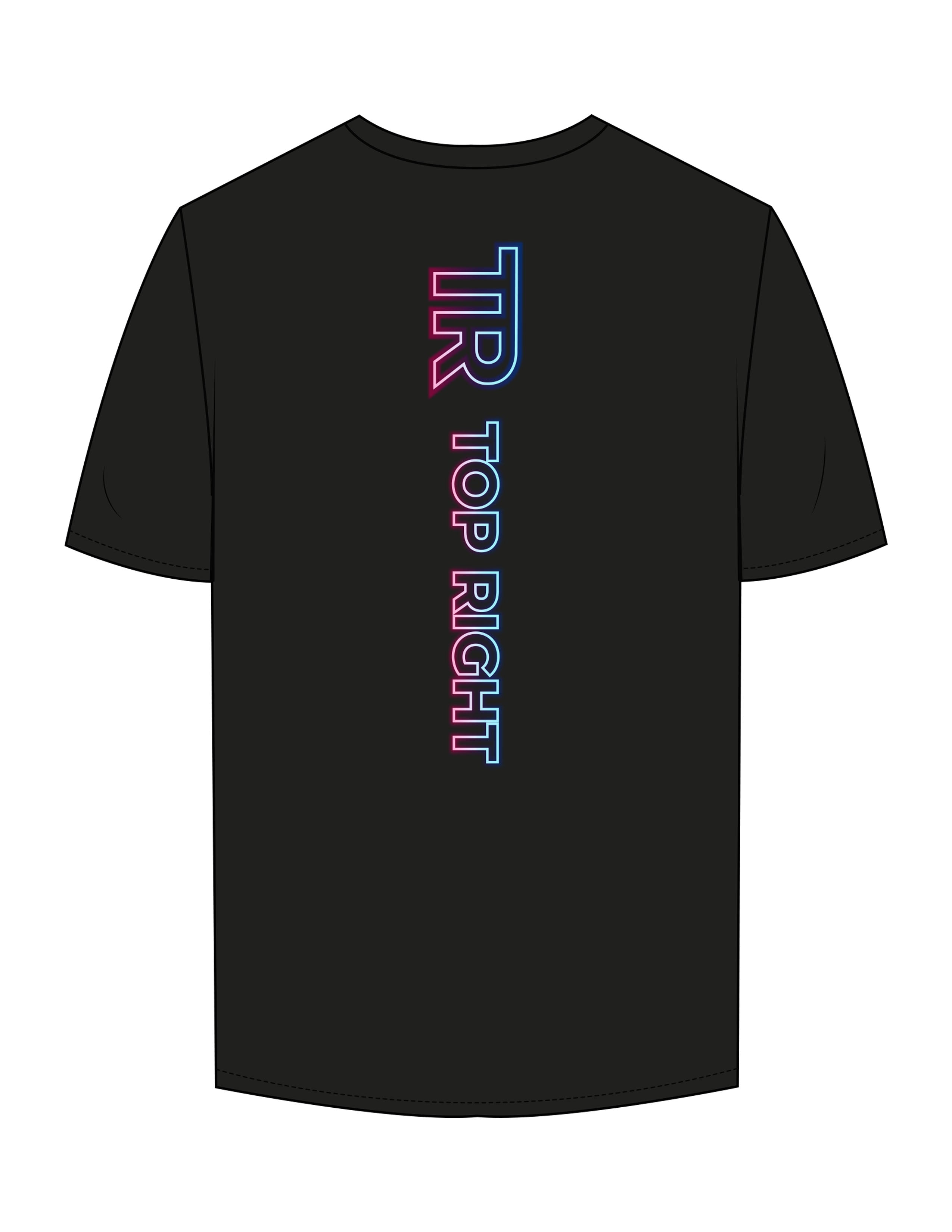 The Mens Tee - Black - Top Right Collectibles - Left Chest Stacked & Back Spine - Printed - Full Color