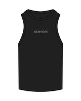 The Ribbed Full Length Tank - Black - Surf Salutations - Center Chest Stacked - Embroidered - White