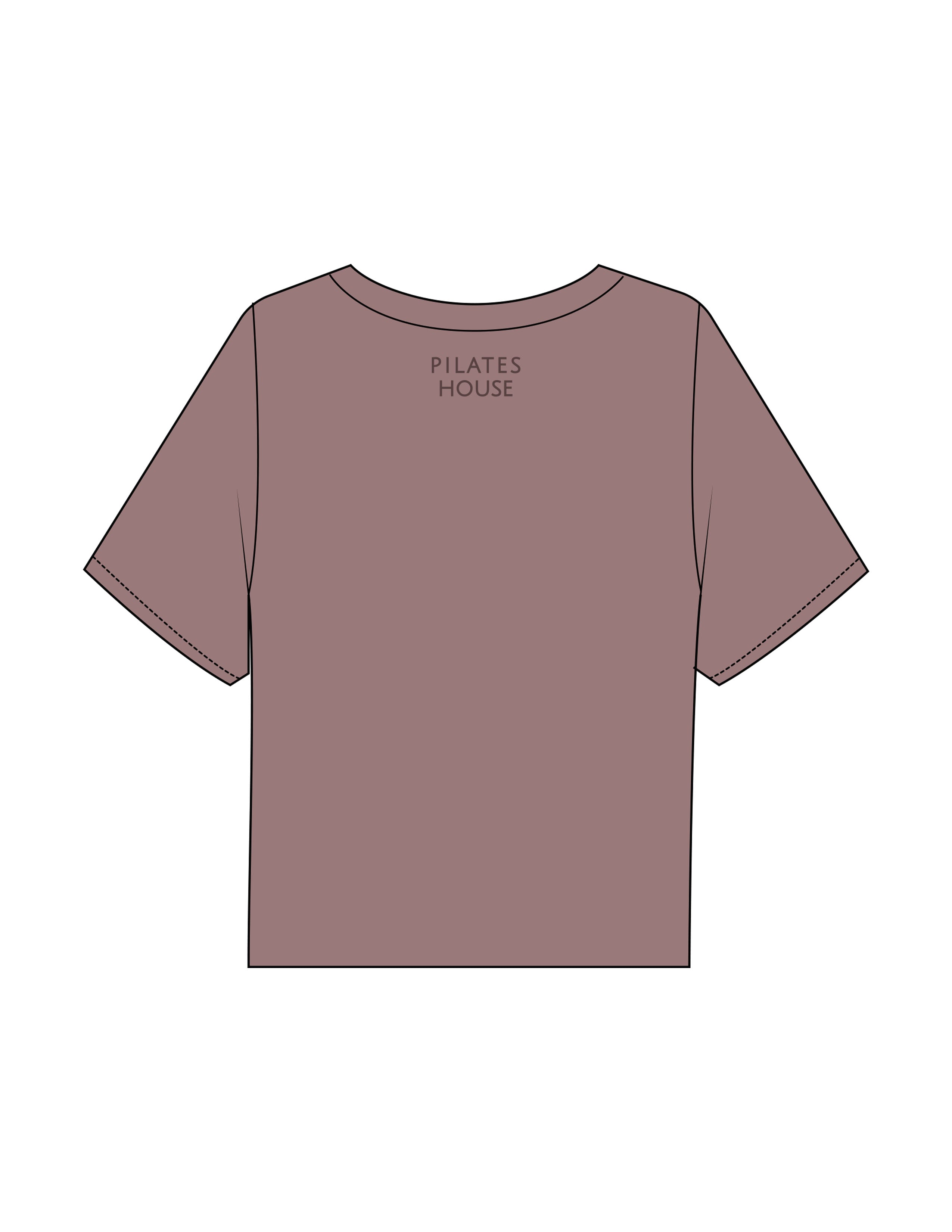 The Boxy Crop Tee - Mauve - PHS - Left Chest Stacked & Back Stacked - Printed - Tone on Tone
