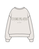 The Mens Crewneck - Bone - Cuore Pilates Studio - Left Chest Embroidered - Back Stack Printed "PILATES" -  Cypress