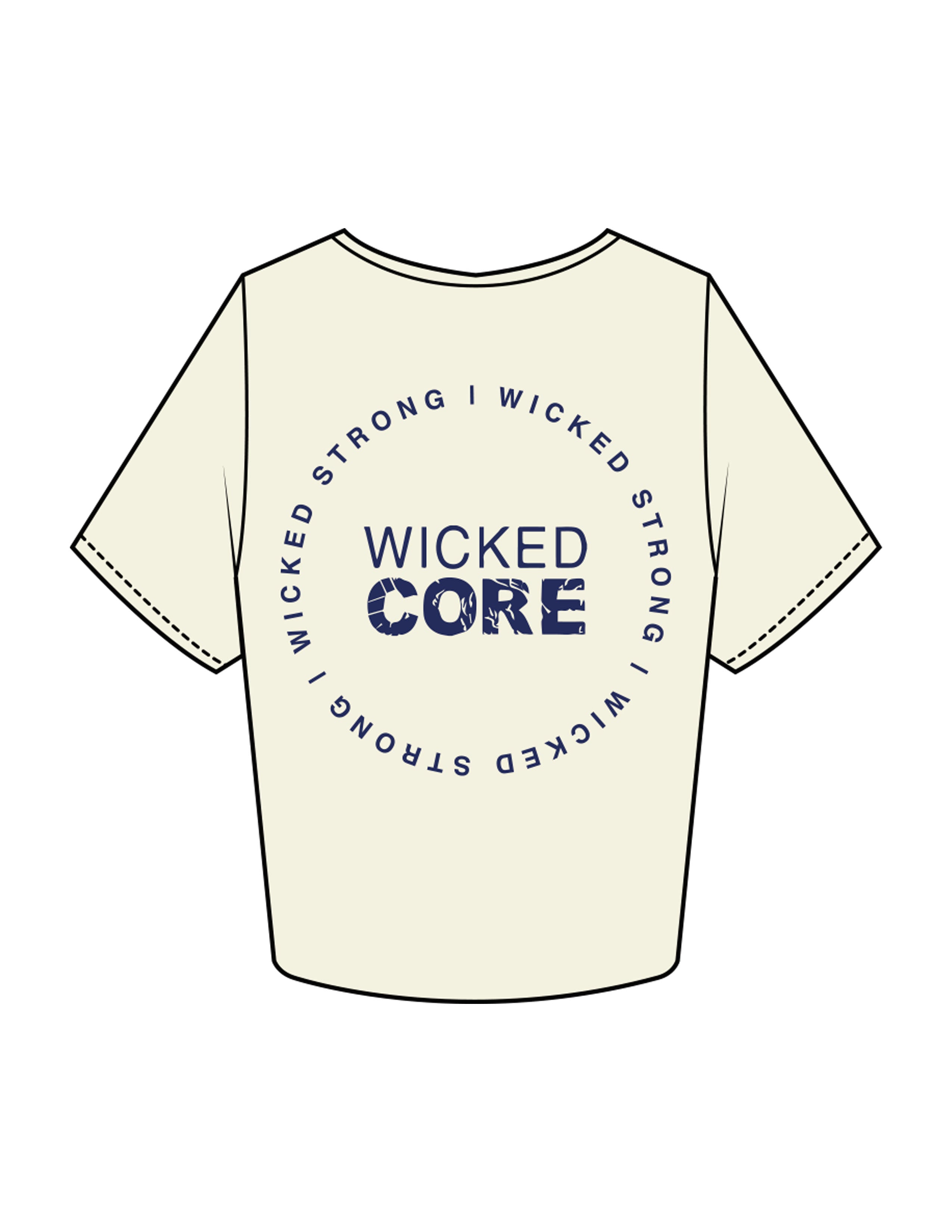 The Crop Tee - Butter - Wicked Core - Left Chest Stacked & Back Round - Printed - Navy