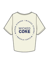 The Crop Tee - Butter - Wicked Core - Left Chest Stacked & Back Round - Printed - Navy