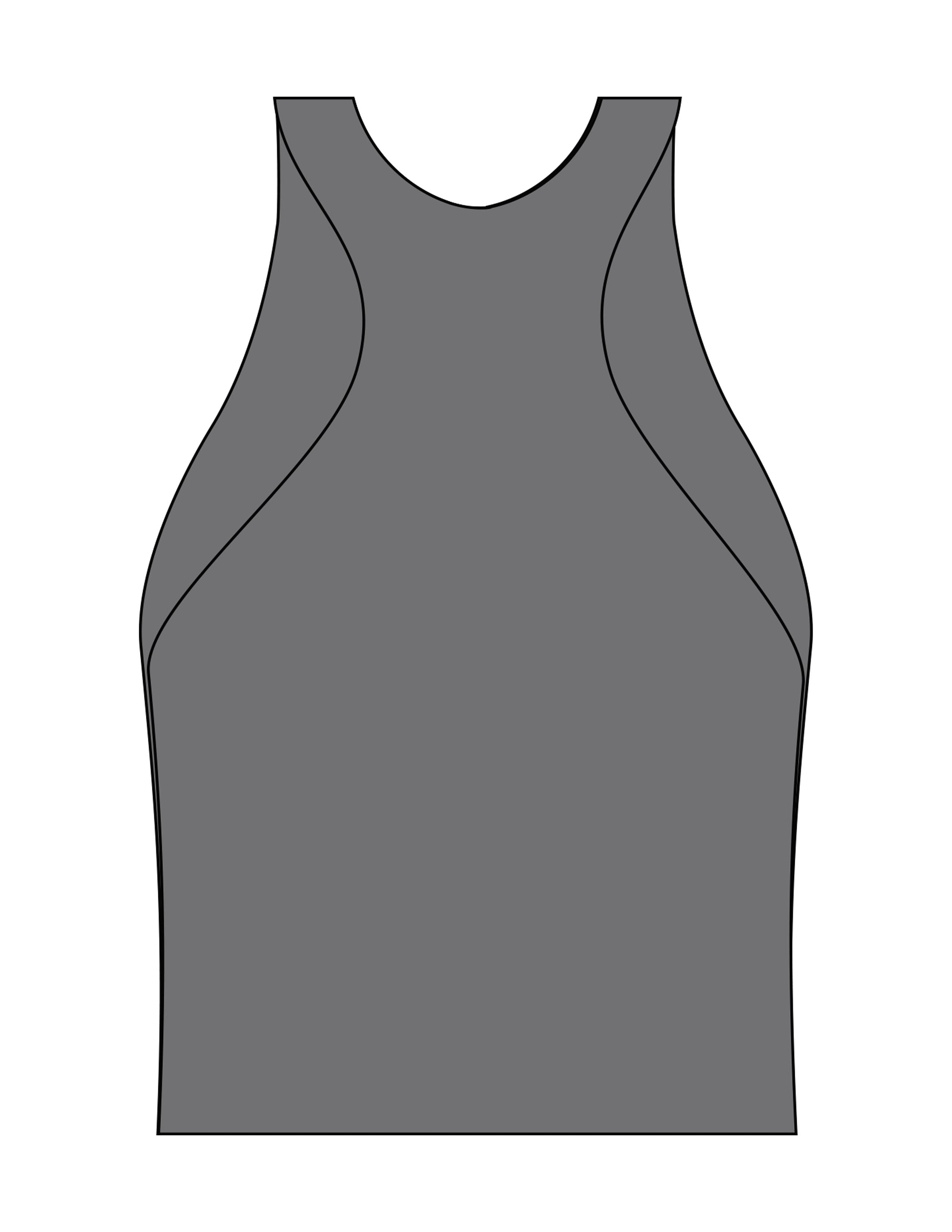 The High Neck Racer Tank - Grey - Rebel Ride - Center Chest - Printed - Blue
