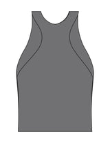 The High Neck Racer Tank - Grey - Rebel Ride - Center Chest - Printed - Blue