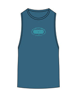 The Scoop Muscle Tank - Teal Heather - Studio Physique - Center Chest - Printed - Teal