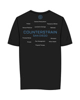 The Womens Tee - Black - Counterstrain - Front & Back Center Stacked - Full Color