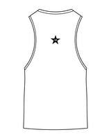 The Scoop Muscle Tank - White - Cyclebar - Center Chest Stacked & Back Star - Printed - Black
