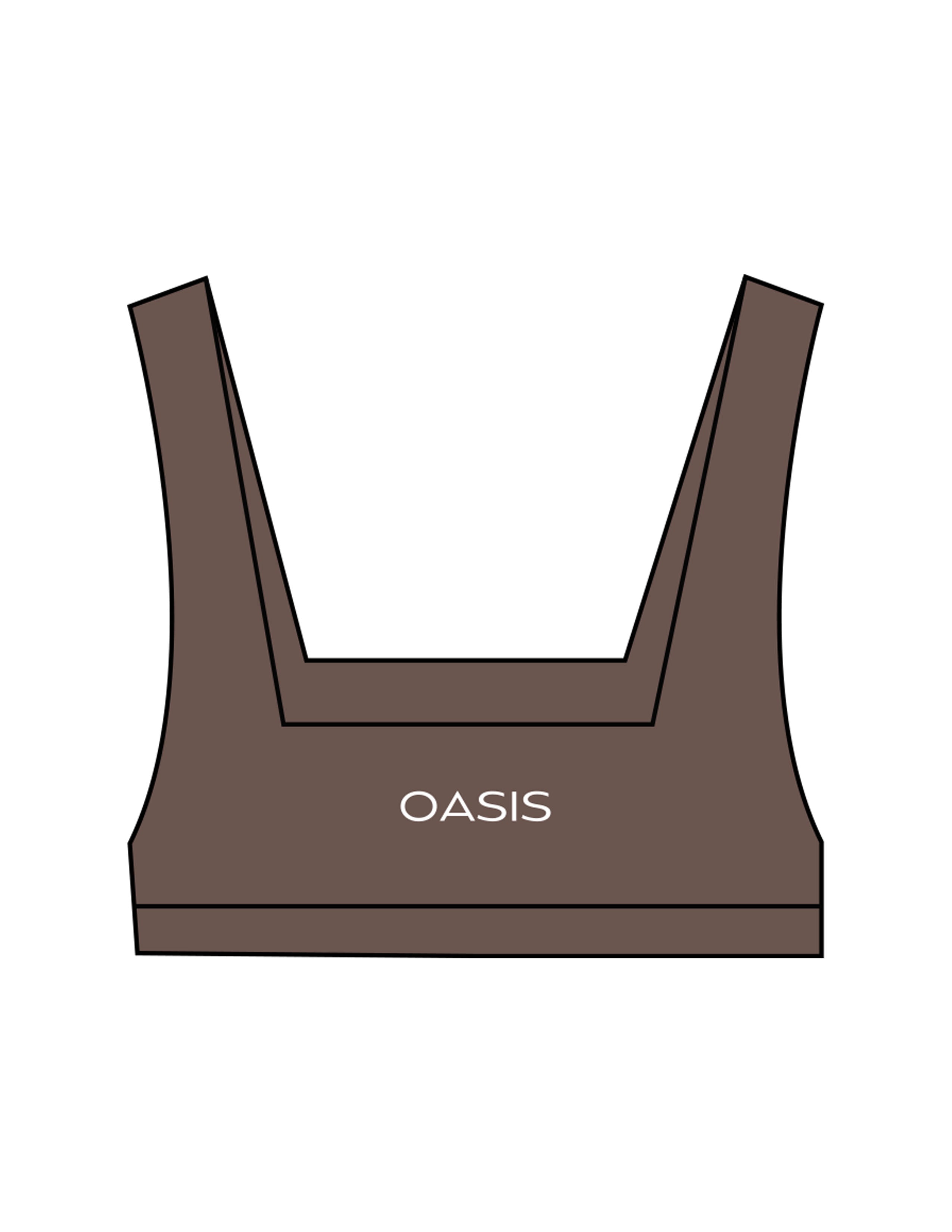 The Box Cut Bra - Cafe - OCWC - Center Back "OASIS" - Printed - White