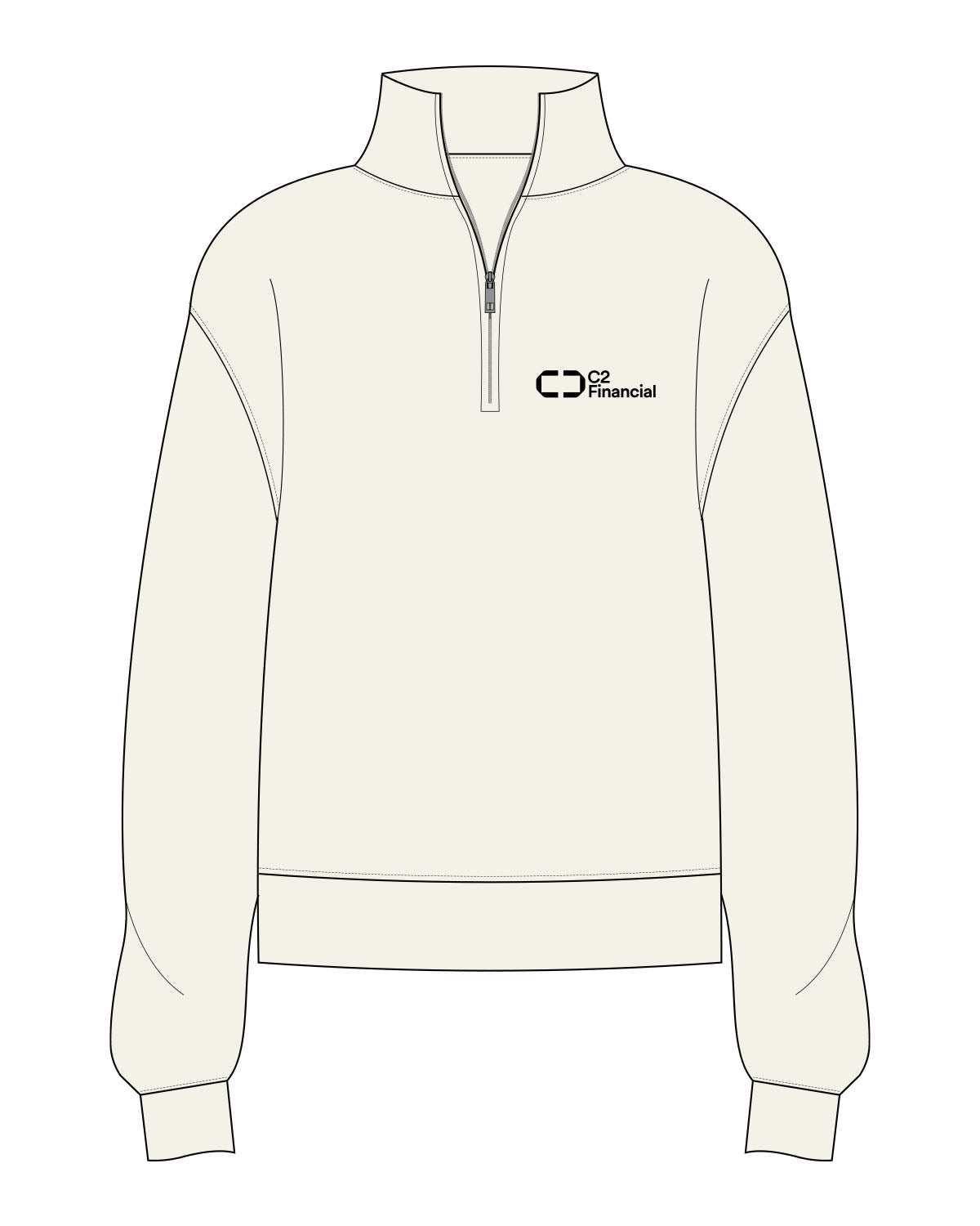 The Mens 1/4 Zip - Off White - C2 Financial - Left Chest Stacked - Printed - Black