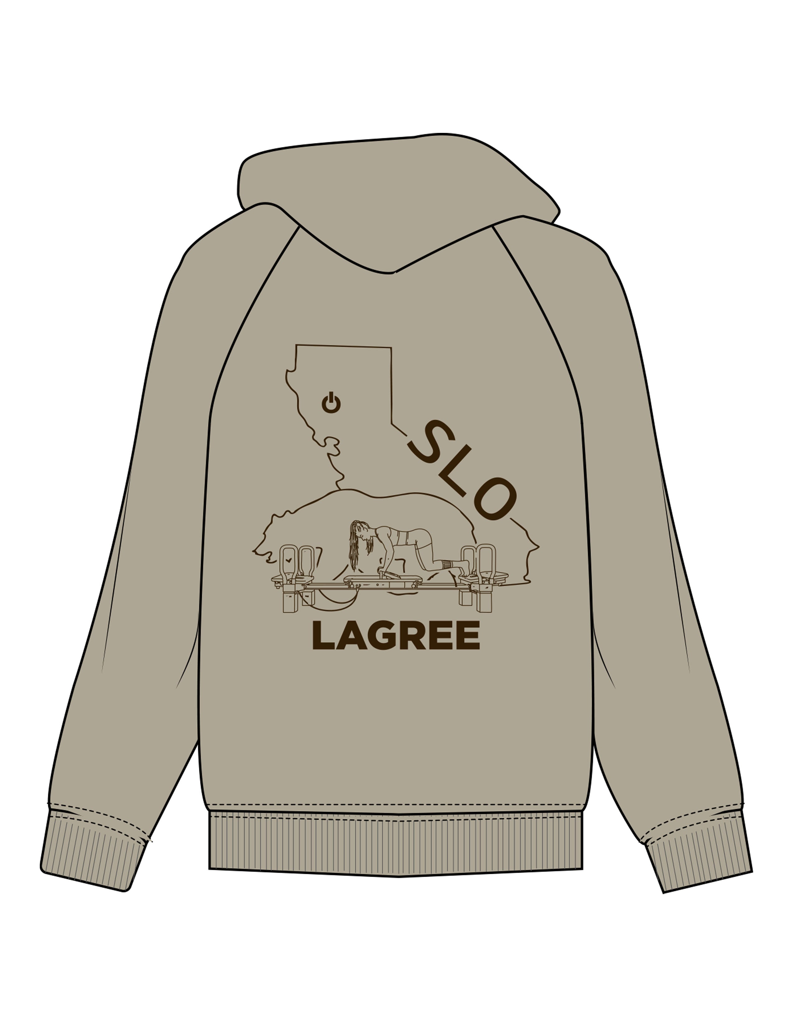The Mens Heavyweight Hoodie - Eucalyptus - Powerhouse Fitness - Front Upper Pocket & Full Back - Printed - Dark Brown