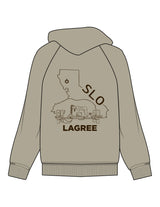 The Mens Heavyweight Hoodie - Eucalyptus - Powerhouse Fitness - Front Upper Pocket & Full Back - Printed - Dark Brown