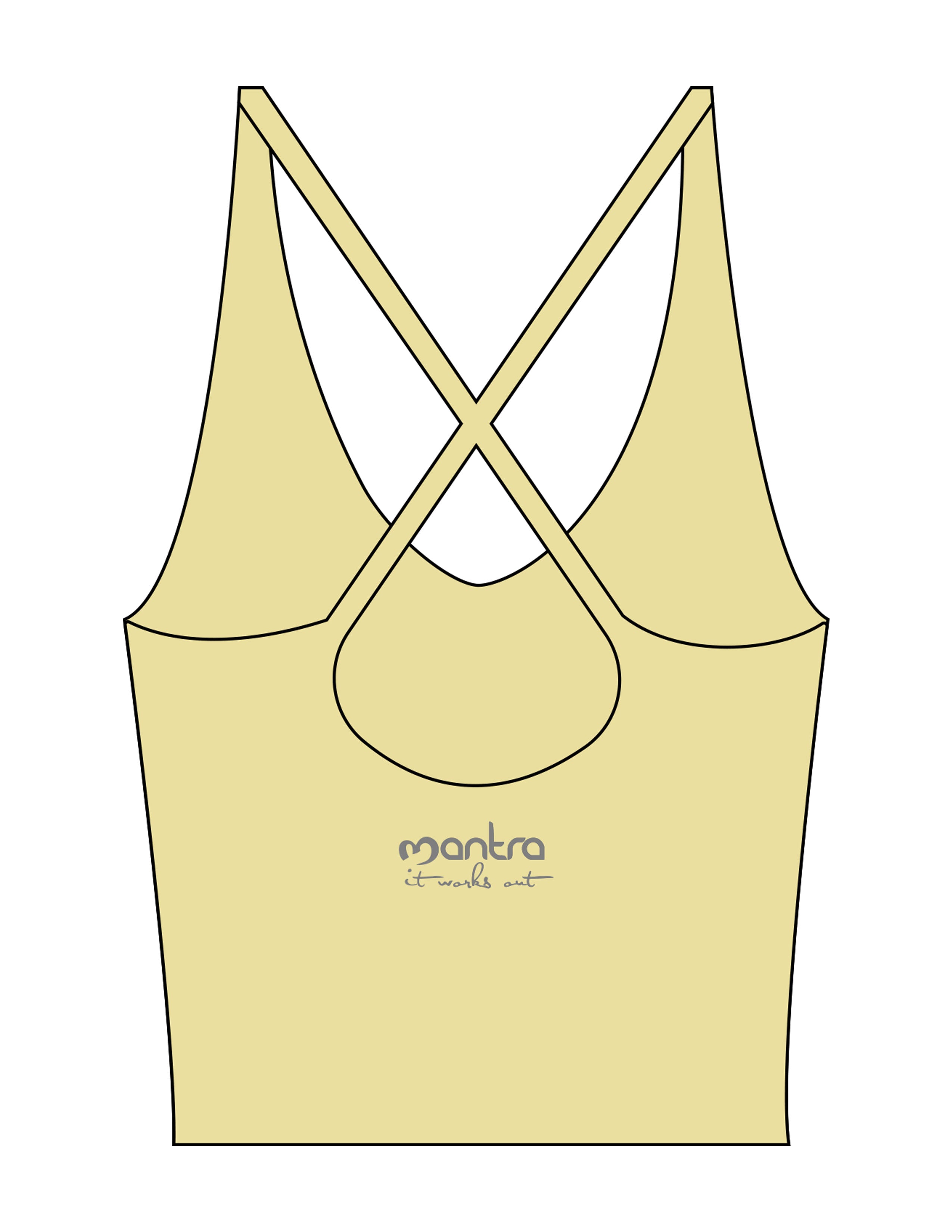 The Sporty Strappy Tank - Yellow - Mantra - Center Back - Printed - Gray