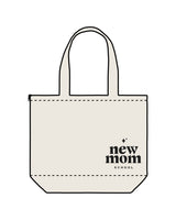The Zipper Tote Bag - Natural - New Mom School - Left Side Stacked Logo - Printed - Full Color