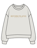 The Womens Crewneck - Washed Bone - Reform Pilates - Center Chest Stacked - Printed - Gold