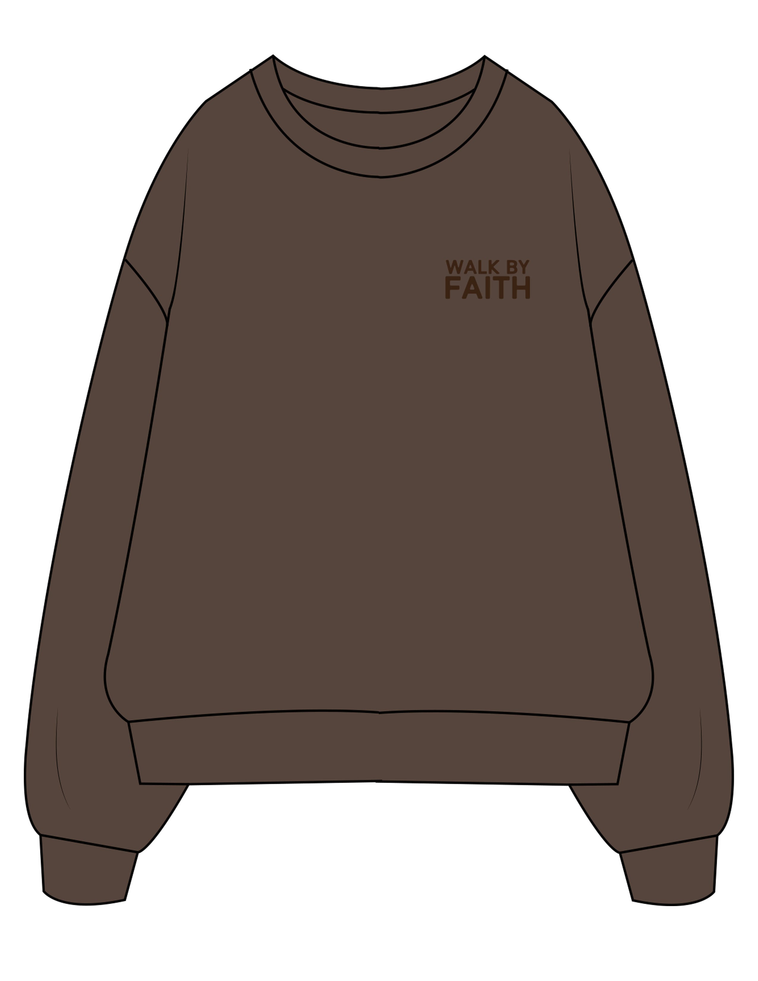 The Mens Classic Crewneck - Walnut - Anthem Church - Left Chest Stacked & Back Neckline - EMB - Tone on Tone