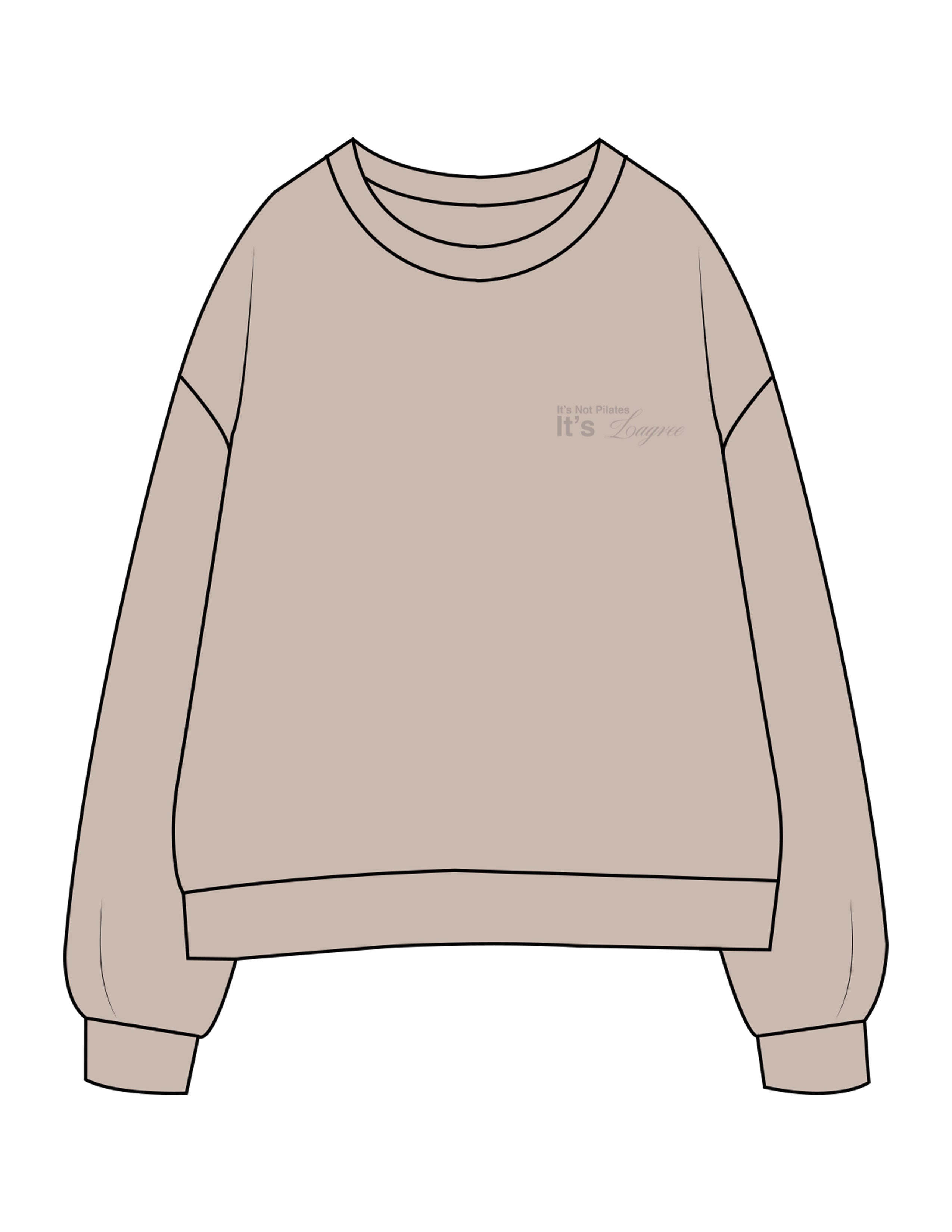 The Womens Crewneck - Bone - Lagree Fit Expo It's Lagree - Left Chest Stacked - Embroidered - Tone on Tone