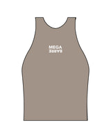 The High Neck Racer Tank - Brown - MegaBarre - Center Chest Stacked - Printed - White