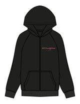 The Womens Zip Hoodie - Black - SLOW GLOW STUDIO - Left Chest Stacked & Back Stacked - Printed - Full Color