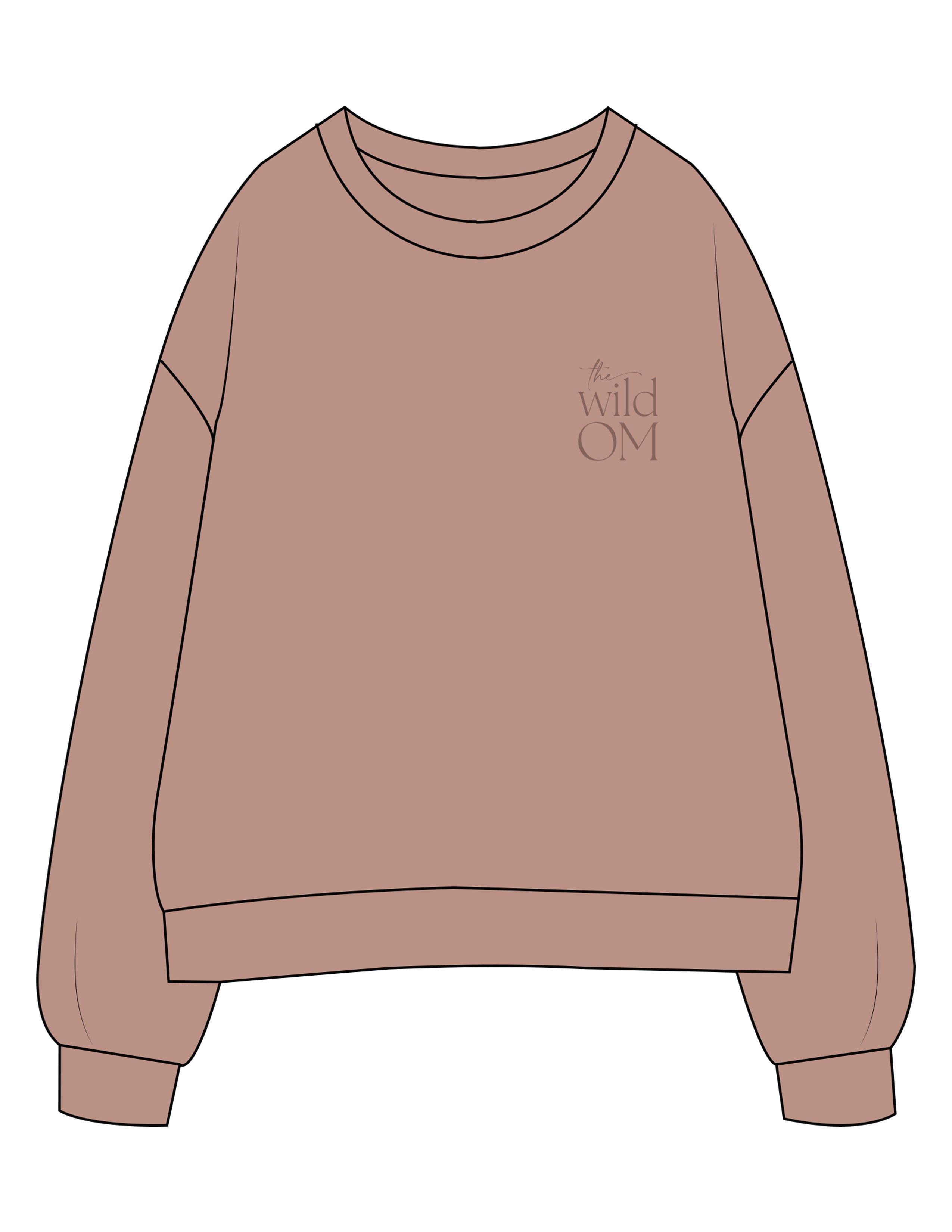 The Womens Crewneck - Clay - The Wild OM - Left Chest Stacked - Embroidered - Tone on Tone