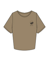 The Crop Tee - Sand - Sahara Brokerage - Left Chest Stacked - Embroidered - Black