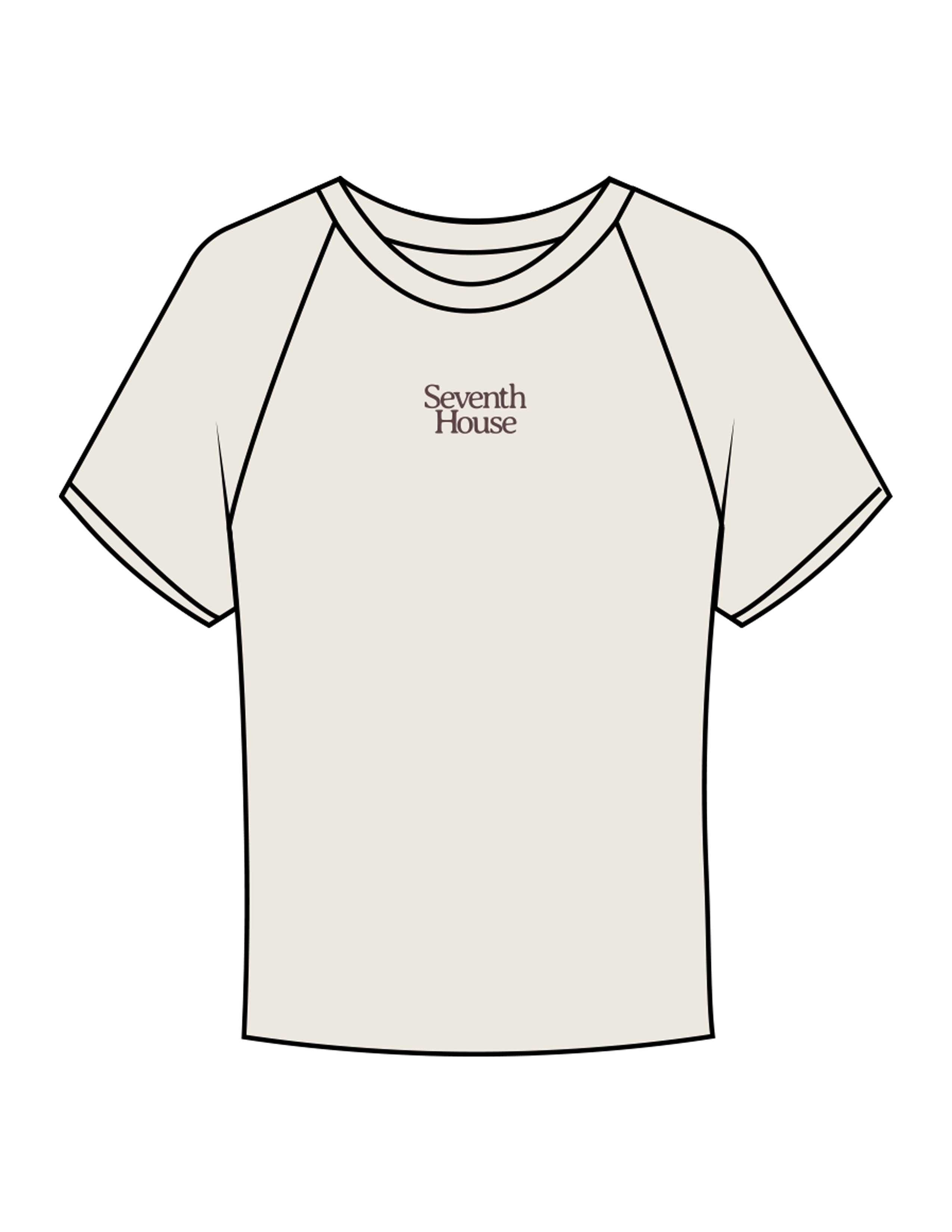 The Micro Rib Baby Tee - Natural - Seventh House - Center Chest Stacked - Printed - Dark Brown