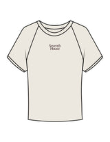 The Micro Rib Baby Tee - Natural - Seventh House - Center Chest Stacked - Printed - Dark Brown