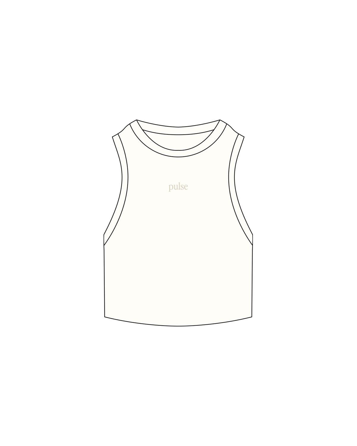 The Ribbed Crop Tank - Off White - Pulse Lagree Fitness - Center Chest - Embroidered - Tone on Tone