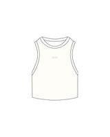 The Ribbed Crop Tank - Off White - Pulse Lagree Fitness - Center Chest - Embroidered - Tone on Tone