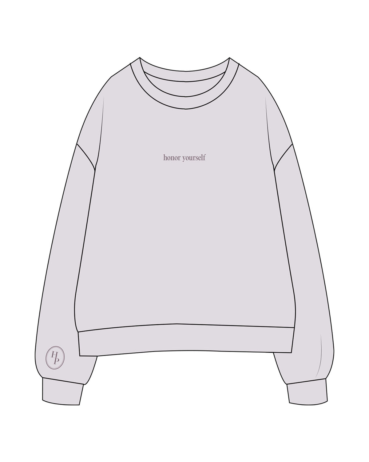 The Womens Crewneck - Orchid - Honor Pilates - Center Chest & Right Sleeve Logo - Embroidered - Plum