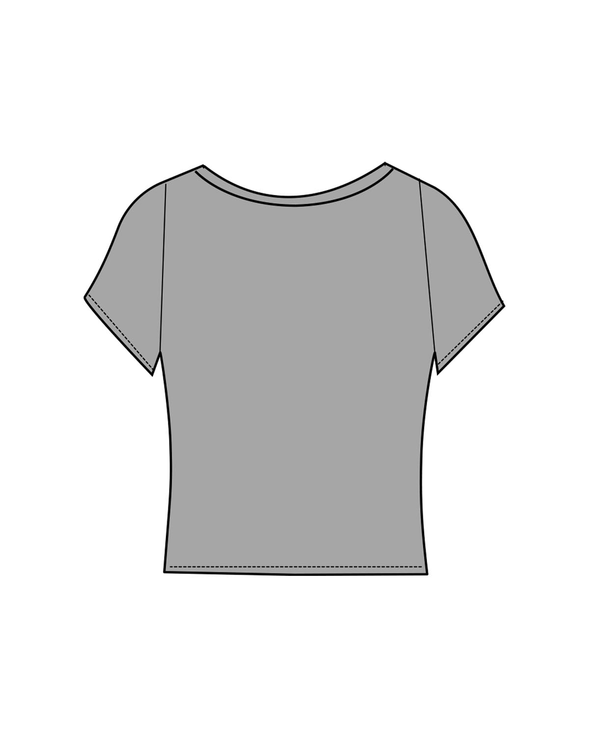 The Sporty Crop Short Sleeve - Grey - enCore Pilates - Center Chest - Printed - White