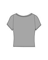 The Sporty Crop Short Sleeve - Grey - enCore Pilates - Center Chest - Printed - White