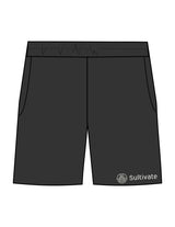 The Mens Sweat Shorts - Washed Black - Sultivate - Left Leg - Printed - Off White