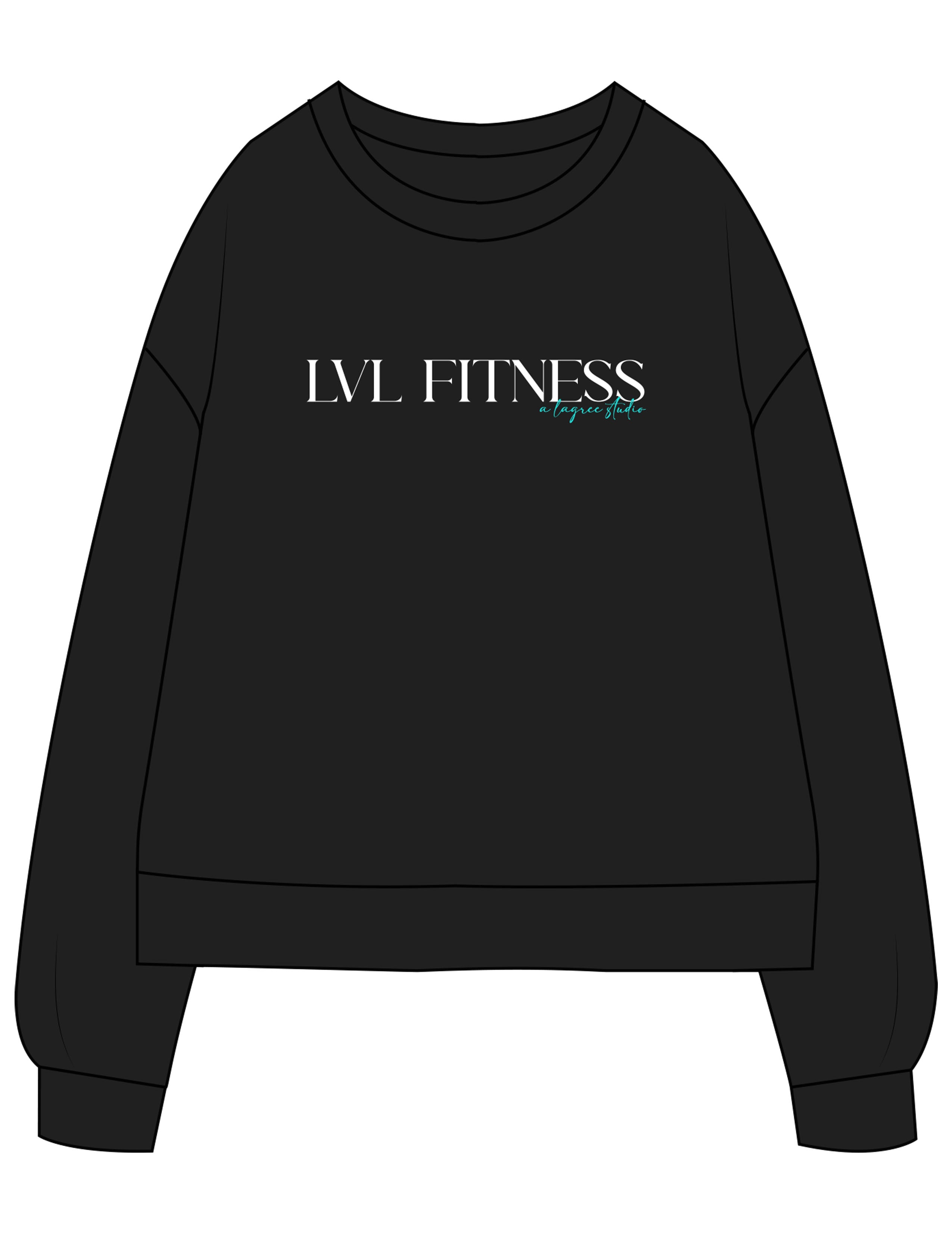 The Recycled Unisex Crewneck - Black - LVL - Center Chest & Back Neckline Icon - Printed - Full Color