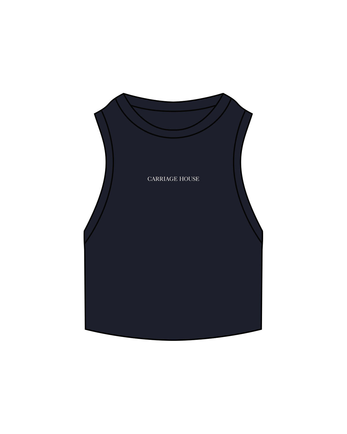 The Ribbed Crop Tank - Navy - Carriage House - Center Chest - Embroidered - Bone