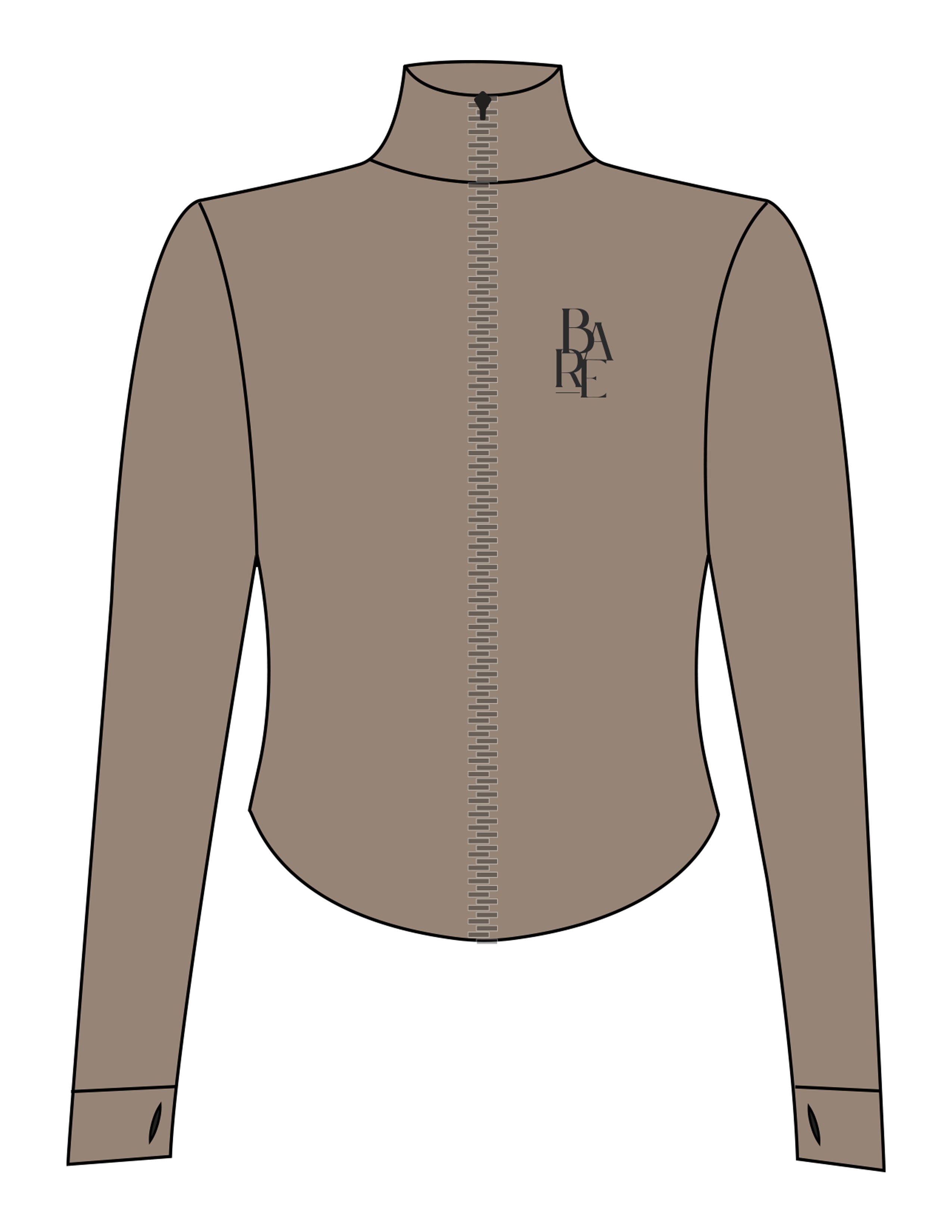 The 3/4 Crop Zip Jacket - Brown - Bare Pilates - Left Chest Stacked - Printed - Brown