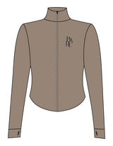 The 3/4 Crop Zip Jacket - Brown - Bare Pilates - Left Chest Stacked - Printed - Brown