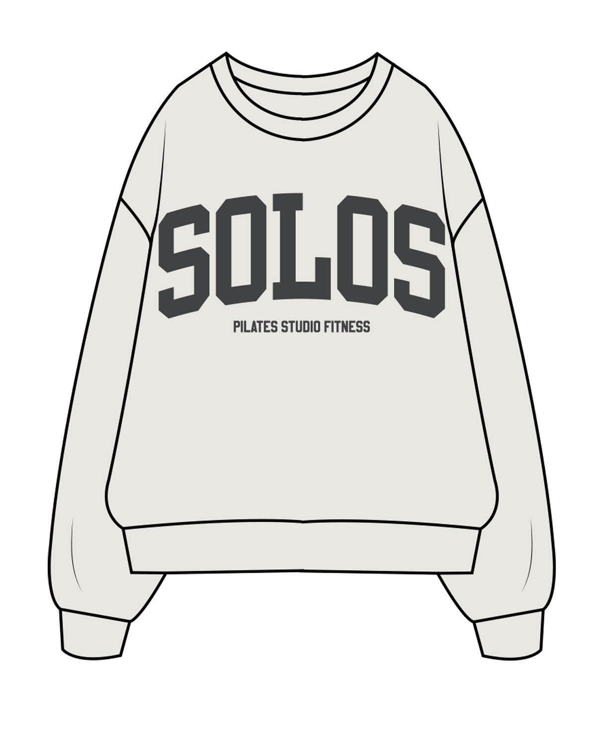 The Mens Crewneck - Washed Bone - Solos Pilates - Chest Stacked - Charcoal