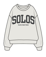 The Mens Crewneck - Washed Bone - Solos Pilates - Chest Stacked - Charcoal