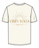 The Mens Tee - Off White - VIBIN YOGA - Left Chest & Back Center - Printed - Orange