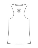 The Womens Racerback Tank - White - The Oak Method - Center Chest & Back Round - Printed - Black