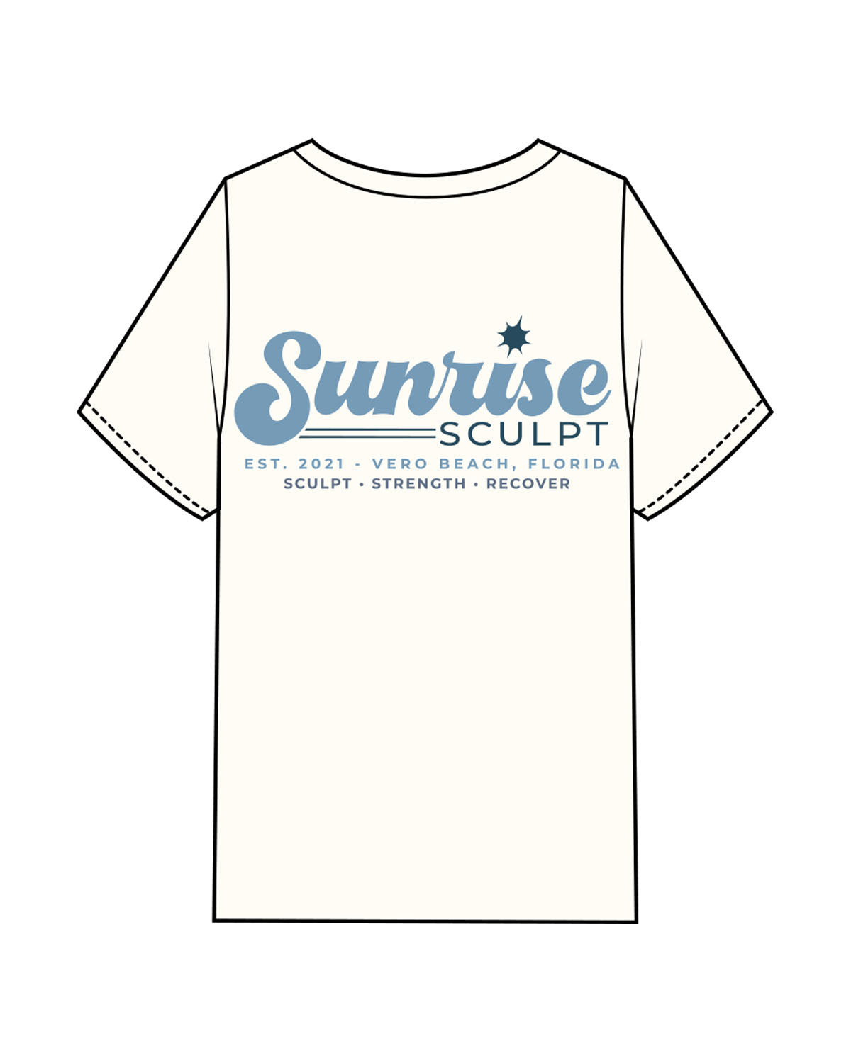 The Womens Heavyweight Tee - Off White - Sunrise Sculpt - Left Chest & Back Stacked - Printed - Full Color