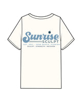The Womens Heavyweight Tee - Off White - Sunrise Sculpt - Left Chest & Back Stacked - Printed - Full Color