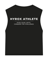 The Womens Classic Crop Tank - Black - Krista - Left Chest Logo & Center Back Stacked - Printed - White