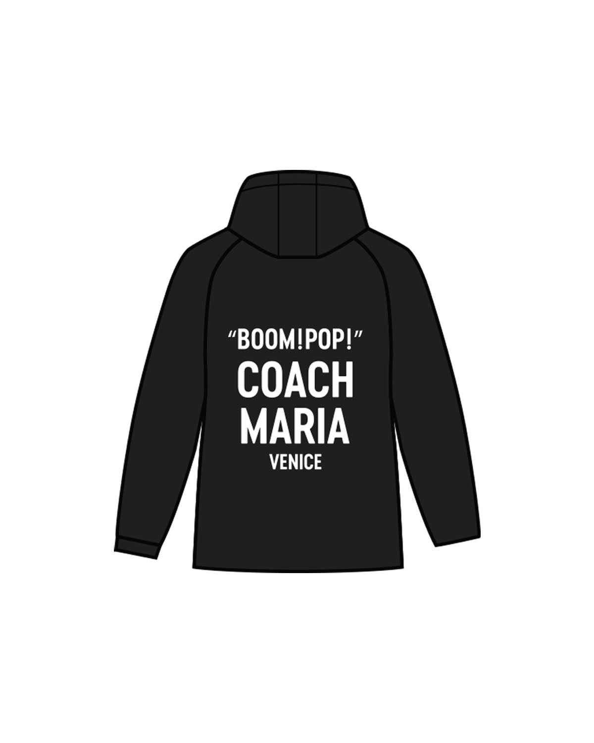 The Mens Windbreaker - Black - Vasilios Filippakis - Left Chest & Back Stacked "COACH MARIA" - Printed - White
