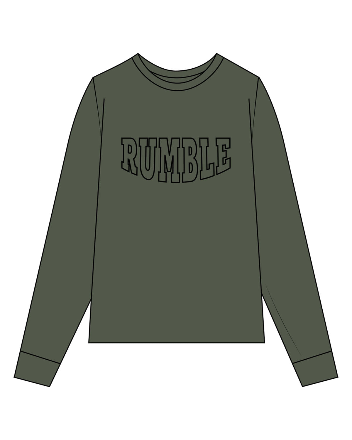 The Mens Heavyweight Long Sleeve - Cypress - Rumble - Center Chest - Printed - Black