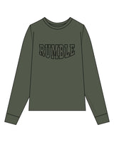 The Mens Heavyweight Long Sleeve - Cypress - Rumble - Center Chest - Printed - Black