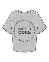 The Crop Tee - Heather - Wicked Core - Left Chest & Back Center - Printed - Tone on Tone